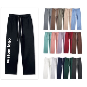 Men's New Style <b>Baggy</b> Straight Leg Sweatpants 100% Cotton <b>Jogger</b> Custom Logo Woven Woolen Regular Canvas Fleece Woven Woolen - Product Image 2