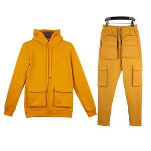 Vente en gros Tenue de jogging 100% coton solide unisexe pour l'hiver Ensemble deux pièces Sweats à capuche Vêtements d'entraînement - Product Image 2