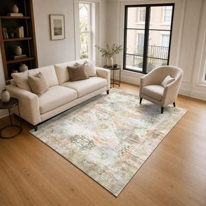 <b>RUGS</b> DEPOT LXDP-0161 Wholesale Multicolor Neutral Traditional Medallion Digital Printed Machine Washable <b>Chenille</b> <b>Rug</b> Non Slip - Product Image 2