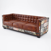 Canapé convertible Chesterfield trois places en bois massif, pivotant et extensible, pour salon, entrepôt ou école - Modèle Blue Ocean SF-22-24