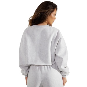 Otoño Invierno Primavera Sudadera corta para mujer Longitud corta Manga larga Cuello redondo Casual Logotipo frontal 100% Algodón Ecológico - Product Image 4