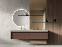 Meuble de salle de bain mural moderne en mélamine de luxe avec effet marbre suspendu, style ardoise, pour rangement et vasque