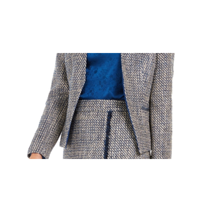Blazer Asimmetrico da Donna Calvin Klein in Tweed con Stampa Scozzese, Tessuto di Lana Blu, Ricamato, Taglie 4-5, Corto e Lungo - Product Image 3