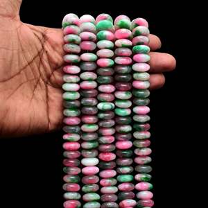 Perles en vrac Kamal Gems, onyx vert-rose, forme rondelle, 15 perles - Product Image 2
