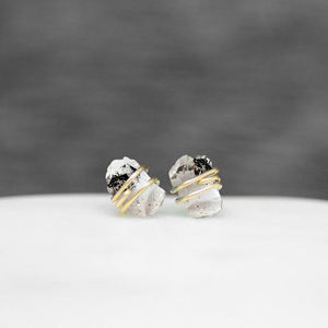 Boucles d'oreilles unisexes en argent sterling 925 avec pierre précieuse percée de cristal de diamant Herkimer - Product Image 4