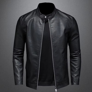 Autumn Leather <b>Jacket</b> <b>Men</b> Stand Collar Slim Pu Leather <b>Jacket</b> Fashion Motorcycle Causal Coat <b>Mens</b> Moto <b>Biker</b> Leather Coat - Product Image 5