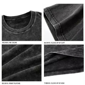 เสื้อยืดโอเวอร์ไซส์ผ้าฝ้าย100% โอเวอร์ไซส์สไตล์วินเทจฟอกสีกรดดำยาวผ้าไม้ไผ่ถักนิตติ้งไซส์ใหญ่พิเศษ - Product Image 6