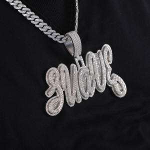 Lettre SUAVE personnalisée Moissanite pendentif en diamant or massif 14KT pendentif personnalisé de style Hip Hop entièrement glacé pour hommes - Product Image 5