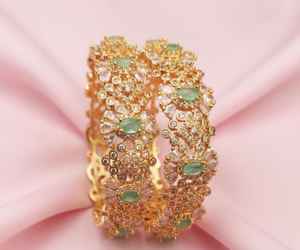 Enamel Open Bangle Bracelet for Women Palace Style <b>Chinese</b> Jingtailan Inspired Fashion Jewelry with Cloud Brocade Design - Product Image 4