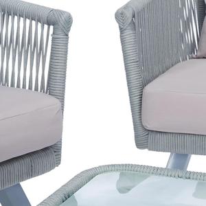 <b>Outdoor</b> Rattan <b>Garden</b> Set Patio Conversation Furniture <b>Cushioned</b> Chairs with Glass Top Table for Backyard Poolside - Product Image 4