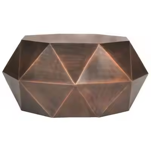 Azora Industries Table basse de rangement design martelé diamant en aluminium avec finition en laiton antique pour la décoration - Product Image 3