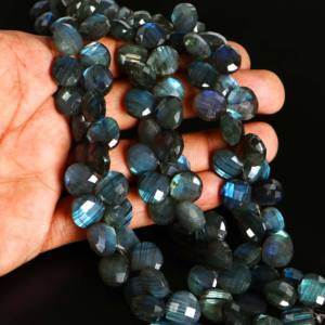 Perles de labradorite bleue chatoyante facettées en forme de cœur, 11-12 mm, labradorite naturelle, vente en gros, perles de pierres précieuses en vrac pour la création de bijoux - Product Image 5