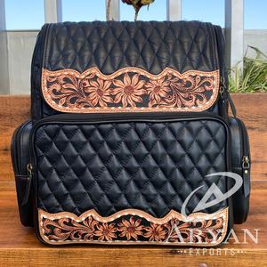 Nouveau concepteur usiné à la main en cuir véritable matelassé femmes sac à dos luxe diamant treillis multifonctionnel voyage couches sacs à dos - Product Image 1