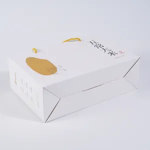 Vente en gros de grandes boîtes en carton personnalisées pour panier de pignon avec poignées portables pour cadeau de fruits
