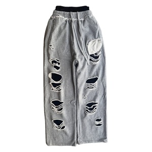 Pantalones deportivos anchos de doble cintura con efecto desgastado, 100% algodón, para mujer, estilo urbano, OEM, venta al por mayor, Glory Custom - Product Image 1