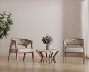 Modern Wooden Living Room <b>Chair</b> With Grey Cushion And Woven Backrest Scandinavian Design Ergonomic Home Furniture - Product Image 4