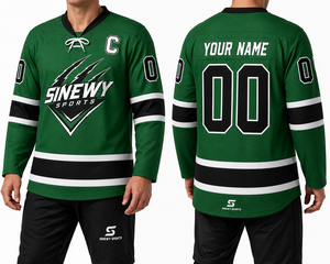 เสื้อฮอกกี้น้ำแข็งสีเขียวแขนยาวคอวีสำหรับผู้ชาย SINEWY SPORTS แบบซับลิเมชั่นสั่งทำพิเศษสำหรับทีม ระบายเหงื่อได้ดี ทรงปกติ - Product Image 3