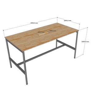 OMA II HBOM219 System-Industrial Style Standing Conference <b>Table</b> 200x100x105cm Rubber Wood & Iron Legs Oval MDF <b>Office</b> Furniture - Product Image 6
