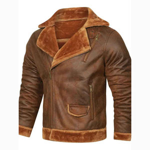 เสื้อโค้ทหนังแกะขนแกะเสื้อบอมเบอร์แจ็คเก็ตหนังแท้ - Product Image 2