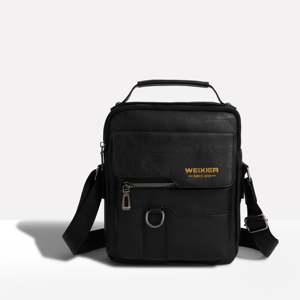 Sac bandoulière antivol en cuir avec élégante décoration en lettres - Product Image 1