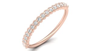 Wholesale 14K Rose Gold Lab Grown Diamond Wedding Band <b>Ring</b> VVS Clarity Faceted Diamond <b>Pearl</b> Inlay Fine Jewelry for Women - Product Image 3