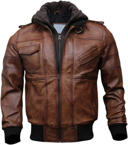 Veste en cuir de motard pour homme, saison d'hiver, course, haute qualité, respirante, noire, veste en cuir de motard pour homme - Product Image 1
