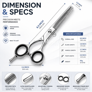 Ciseaux professionnels pour la dégaine des cheveux, 6,5 pouces, en acier inoxydable, ciseaux texturisants, outil de coupe pour salon de coiffure, fourniture en gros OEM - Product Image 4