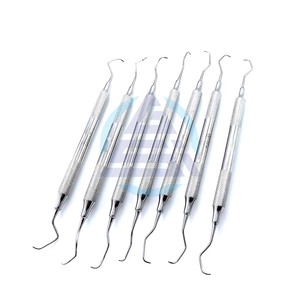 Juego de curetas periodontales manuales de acero inoxidable, instrumentos de relleno dental, instrumentos quirúrgicos de limpieza dental de ortodoncia - Product Image 1