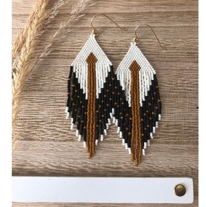 Pendientes largos de borla de estilo bohemio para mujer, joyería de cuentas de semillas de cristal tejidas a mano, Color personalizado, 2 uds para aniversario de boda - Product Image 5