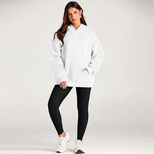 Pull-over à capuche en polaire à manches longues léger et décontracté pour femmes à la mode personnalisée pour l'hiver Badge avant Logo Prix bon marché - Product Image 5