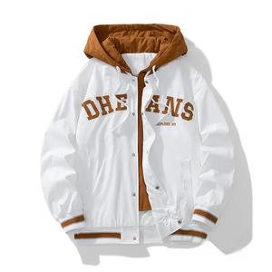 แจ็กเก็ตหนังปักลายสำหรับผู้ชายเสื้อแจ็กเก็ตเลตเทอร์แมนแขนยาวมีโลโก้ตามสั่ง - Product Image 6