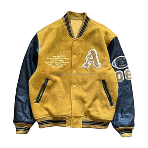 Oem alta calidad parche bordado hombres Universidad personalizado béisbol bombardero Letterman cuero manga Varsity chaqueta - Product Image 3
