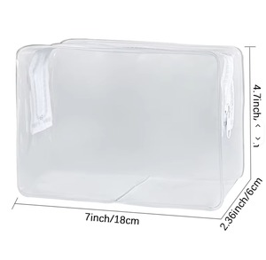 Luxury Clear PVC Cosmetic <b>Bag</b> with Leather Handle|<b>Transparent</b> <b>Makeup</b> Organizer Pouch with Double Zipper|Premium Travel <b>Bag</b> - Product Image 2