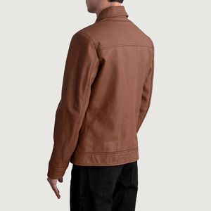 Veste en cuir marron mat écologique personnalisée pour hommes – Tendance et élégante pour l'hiver en extérieur – Prix de gros disponibles – Fabrication OEM - Product Image 5