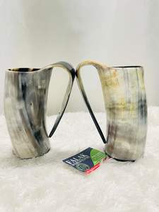 Ensemble de gobelets à café et à bière de Style animal de corne de buffle Viking poli de Falak World Export India - Product Image 2