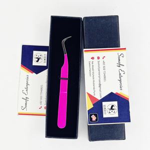 Pinzas Japonesas para Pestañas de 10 mm de Longitud, Hechas a Mano, de Color Rosa Intenso, con Punta Curva, Dentada/Lisa, Duraderas y de Precisión - Product Image 2