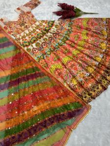 ชุดกาวน์ anarkali พิมพ์ลายผ้าไหมผ้าเทปหนาออกแบบล่าสุด - Product Image 3