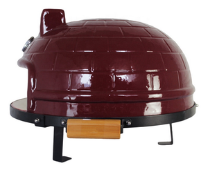 Four à pizza extérieur en céramique 53 cm rouge - Four de jardin au bois avec support - Product Image 1