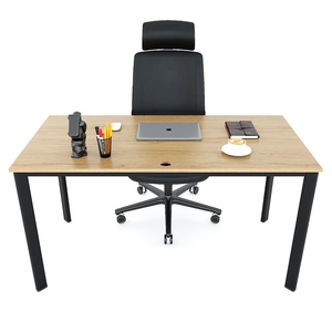 Escritorio de Oficina Contemporáneo Minimalista de 140x70cm con Revestimiento de Melamina y Patas Ovaladas de Hierro HBOV035 - Product Image 2
