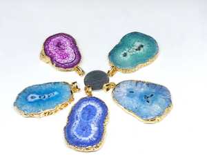 Druzy pendentifs en Agate, bijoux en laiton - Product Image 2