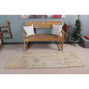 2.3x6.5 ft Rug, Vintage Rug, Turkish <b>Brown</b> <b>Wool</b> Floral Rug - Product Image 2