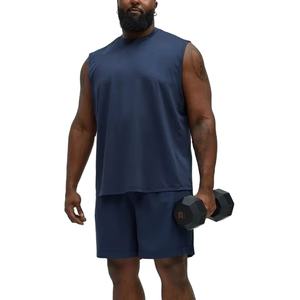 Moda personalizada verano Color sólido manga de los hombres menos chaleco y pantalones cortos deportes Casual verano gimnasio desgaste hombres conjunto de dos piezas - Product Image 1