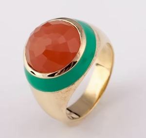 2024 superventas anillo de piedras preciosas de moda para hombres diseño clásico piedra lunar de melocotón Natural bisel de plata de ley chapado en oro rosa - Product Image 1