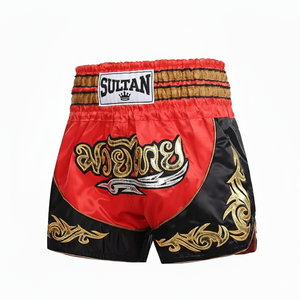 Pinbo Custom Muay Thai Boxing Shorts 160g Transferencia de calor Impreso Poliéster negro para adultos al por mayor - Product Image 4