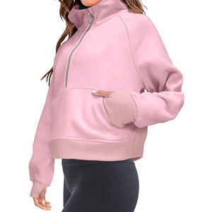 Women's Lightweight Winter Sports Half Zip Sweatshirts Multicolour Plain Jogger <b>Fleece</b> <b>Hoodies</b> with Custom Logo Loose Fitting - Product Image 5