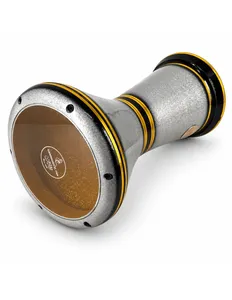 Gawharet El Fan, Darbuka de 22 cm con Brillo Gris y Dorado - Doumbek Egipcio Hecho a Mano - Product Image 2