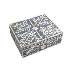 Vente en gros Boîte à bijoux incrustée de nacre Décoration indienne Artisanat Boîte cadeau en bois Boîtes de luxe par faizacraft - Product Image 1