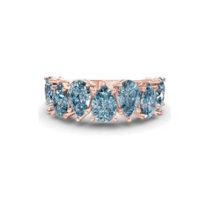 แหวนเพชรทรงหยดน้ำสีฟ้าไอซ์บลู น้ำหนัก 1.00 กะรัต ประดับเพชรแล็บโกรว์ 14K ทองคำแท้ สีฟ้าไอซ์บลู ความสะอาดระดับ VS พร้อมเพชรทรงหยดน้ำ 7 เม็ด ประกายระยิบระยับ - Product Image 1