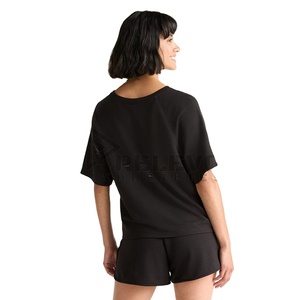 RELEVO INDUSTRIES Men's Plain Black Cotton <b>Knitted</b> Two Piece Summer T-Shirt and Shorts <b>Set</b> Breathable Casual Outfit Model 065 - Product Image 3