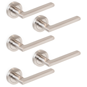 Set di porte e finestre in alluminio e Zamak satinato 5 Perth e maniglie per finestre con rosetta da 50mm per porte interne - Product Image 1